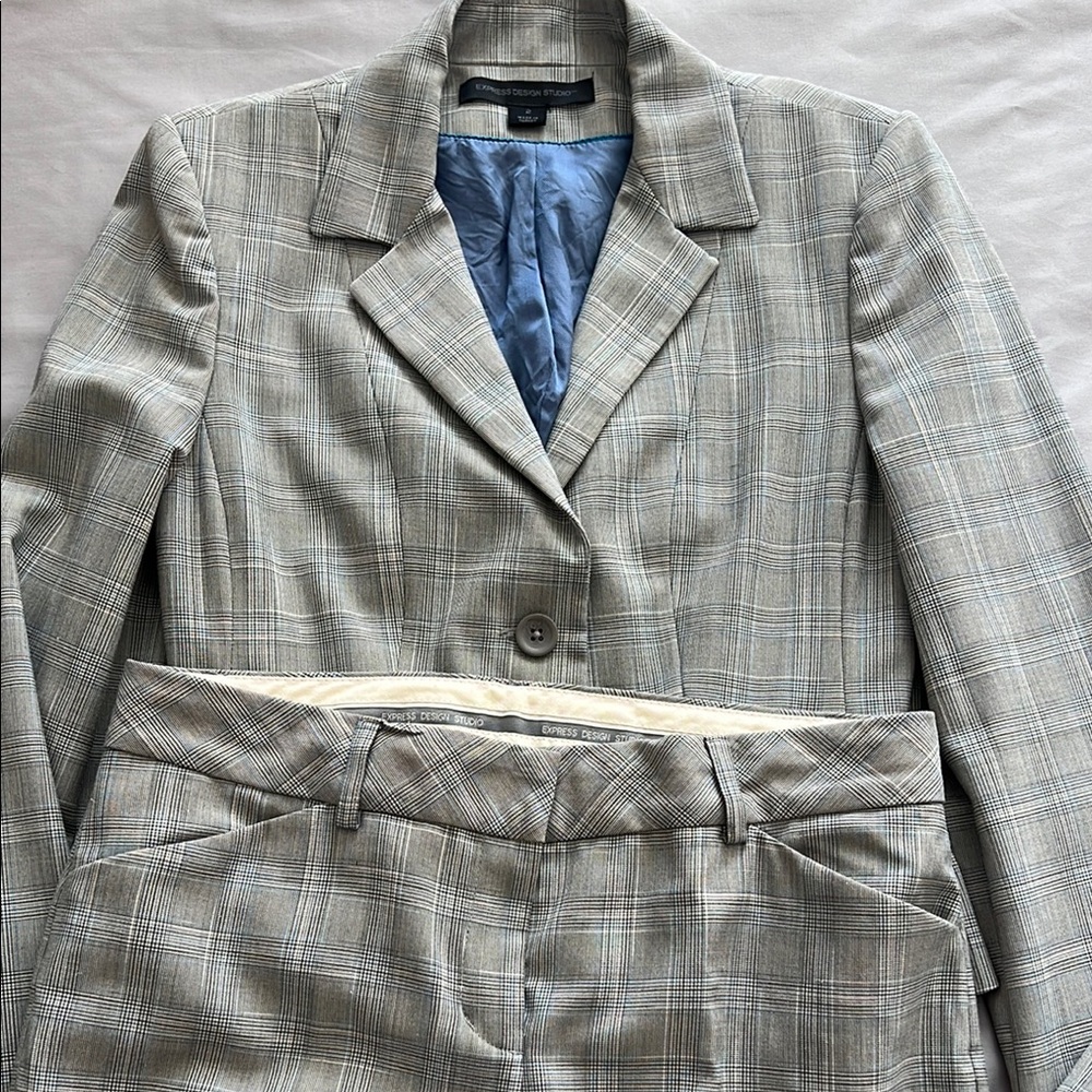 2 PIECE Express Gray Plaid Women's Suit